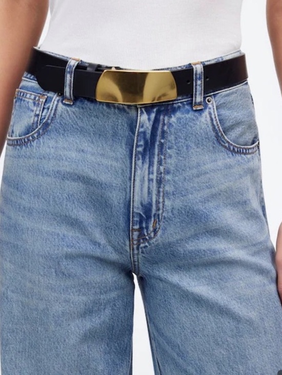 MADEWELL Black Leather Belt with Gold Buckle Size M Medium New without tags $70 main image 13
